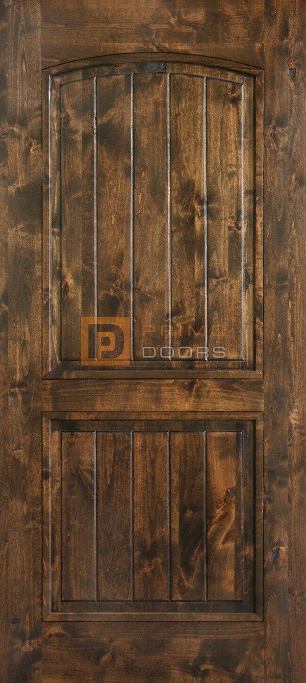 6' 8" Knotty Alder Barn Door - Arch Decor 2 Panels - Solid Wood