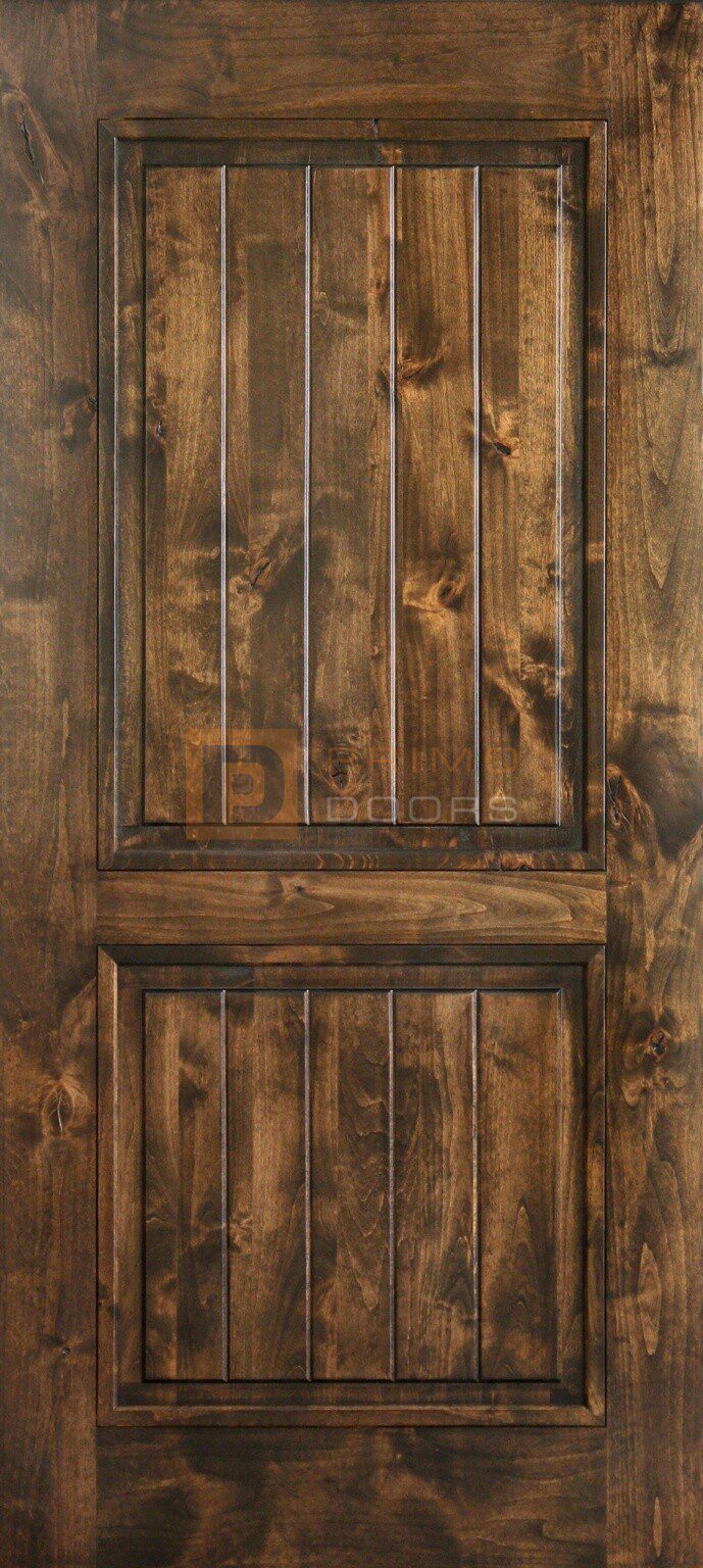6′ 8″ Knotty Alder Barn Door Square Top 2 Panels Solid Wood Primo