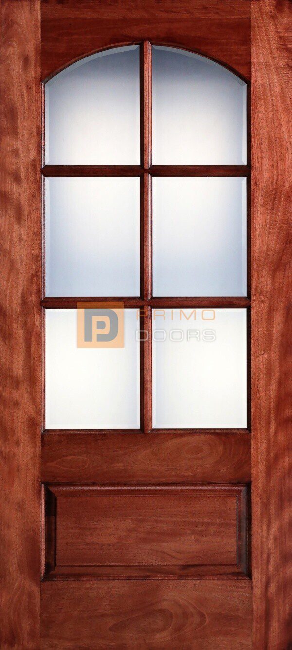 6' 8" Mahogany Wood Single Front Door with True Divided Light - 3-0x6-8_Mahogany_6_Lite_Arch