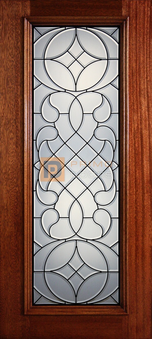 6′ 8″ Full Lite Harvard Mahogany Wood Front Door with Iron Grill – 3-0x6-8_Mahogany_Full_Lite_Harvard