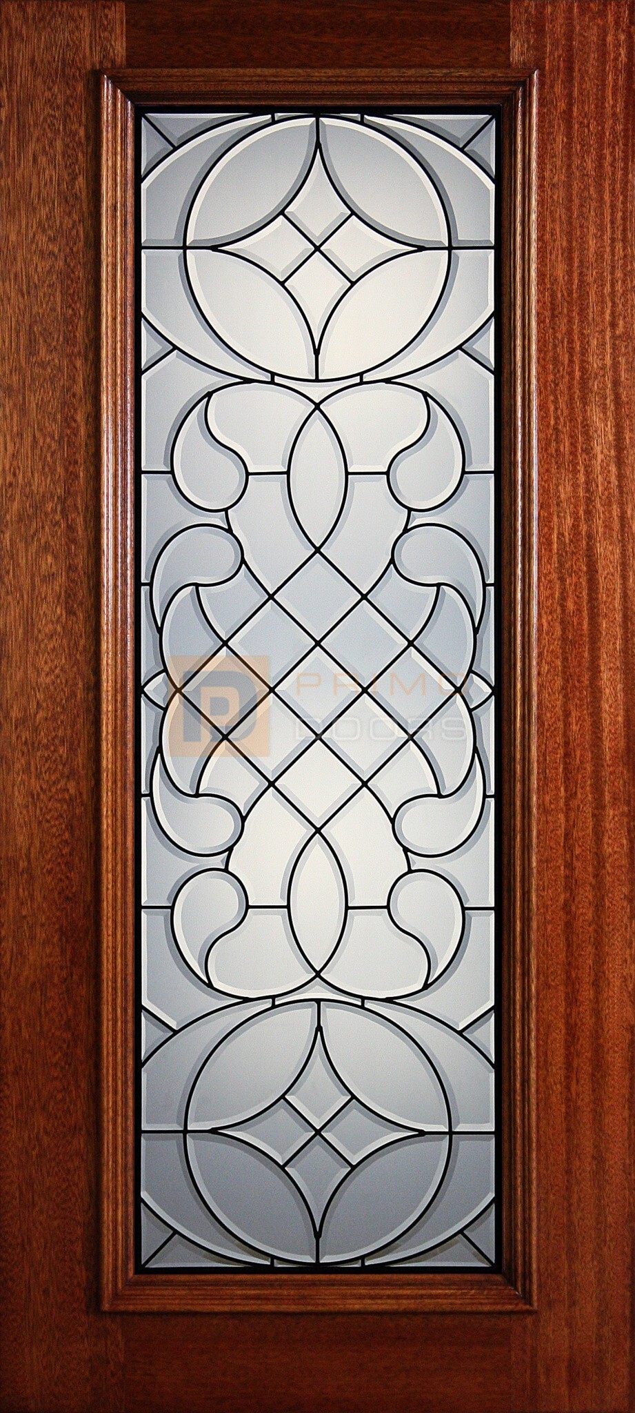 6′ 8″ Full Lite Harvard Mahogany Wood Front Door with Iron Grill