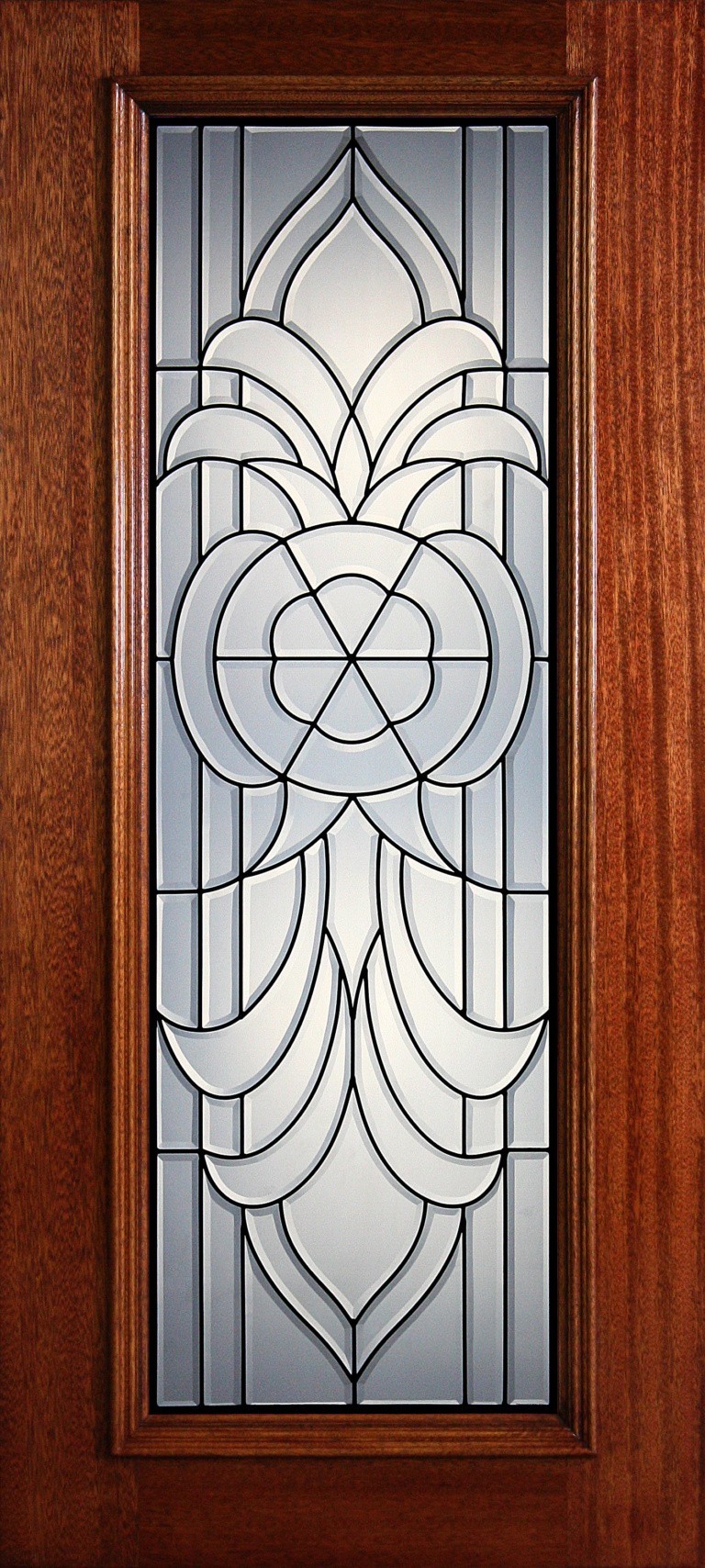 6′ 8″ Full Lite Princeton Mahogany Wood Front Door with Iron Grill