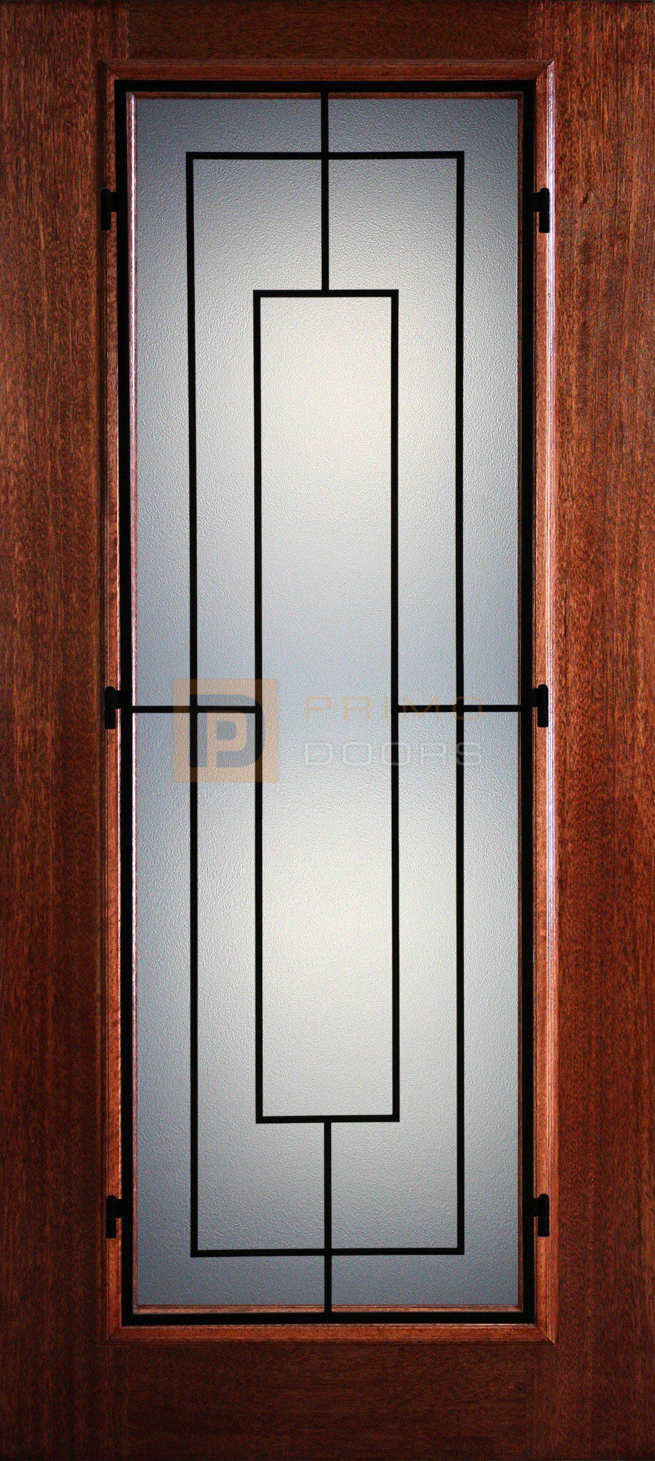 6′ 8″ Full Lite Saltillo Stippolyte Mahogany Wood Front Door with Iron