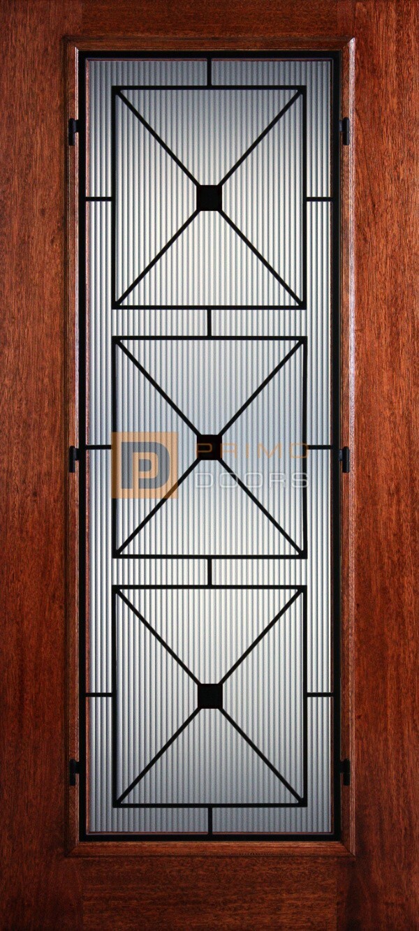 6′ 8″ Full Lite Southampton Mahogany Wood Front Door with Iron Grill – 3-0x6-8_Mahogany_Full_Lite_Southampton_Iron Grille
