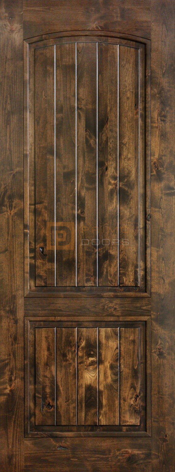 8′ Knotty Alder Arch Top Solid Wood Barn Door Primo Doors Exterior