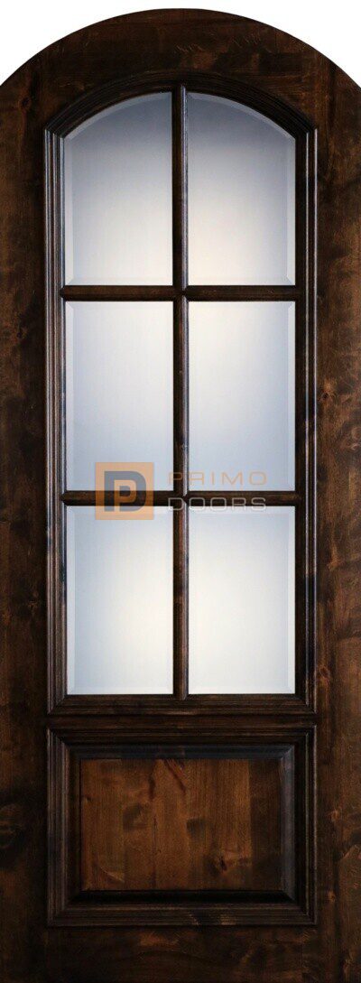 8' Knotty Alder Wood Single Front Door with True Divided Light Glass - 3-0x8-0_Knotty_Alder_6_Lite_Arch_Top