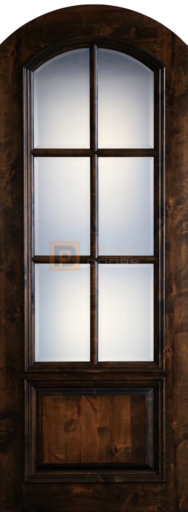 8′ Knotty Alder Wood Single Front Door with True Divided Light Glass