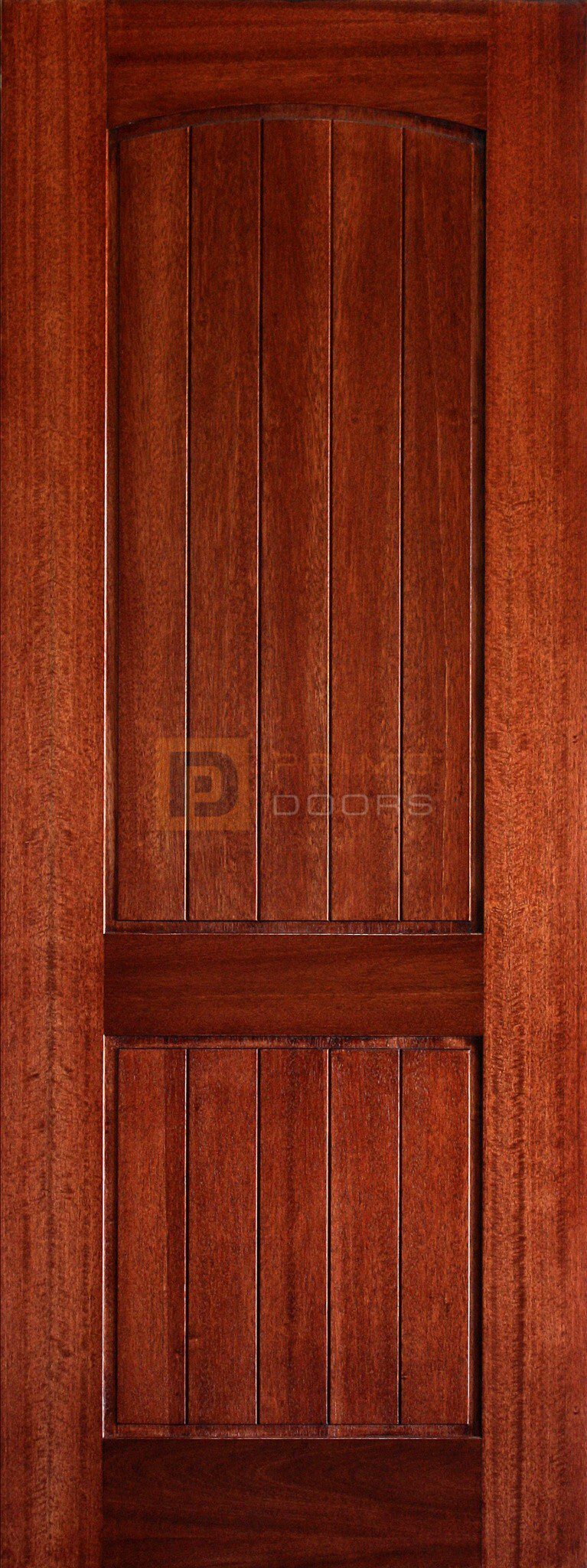 8′ Mahogany 2 Panel Arched VGroove Solid Wood Exterior Front Door