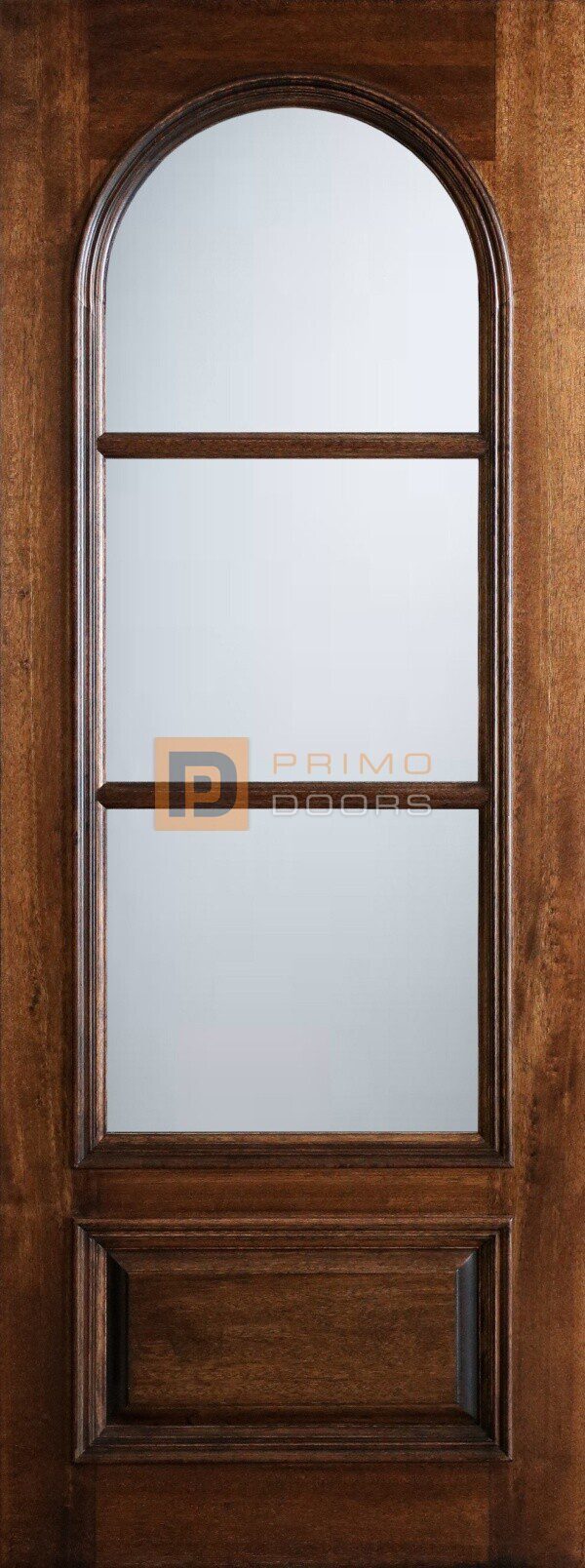 8' Mahogany Wood Front Door - True Divided Light Glass - 3-0x8-0_Mahogany_3_Lite_Circle_Lite