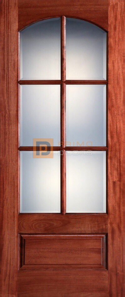 8' Mahogany Wood Single Front Door with True Divided Light – 3-0x8-0_Mahogany_6_Lite_Arch_NRM