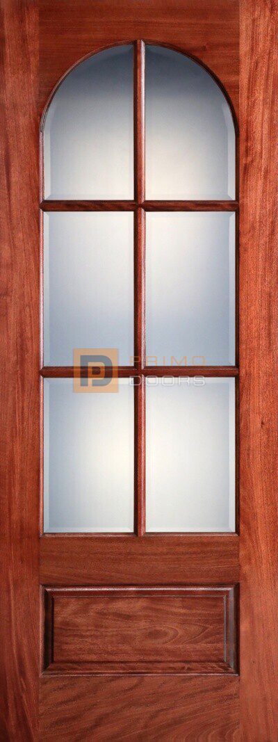 8' Mahogany Wood Single Front Door with True Divided Light – 3-0x8-0_Mahogany_6_Lite_Circle_Top_NRM