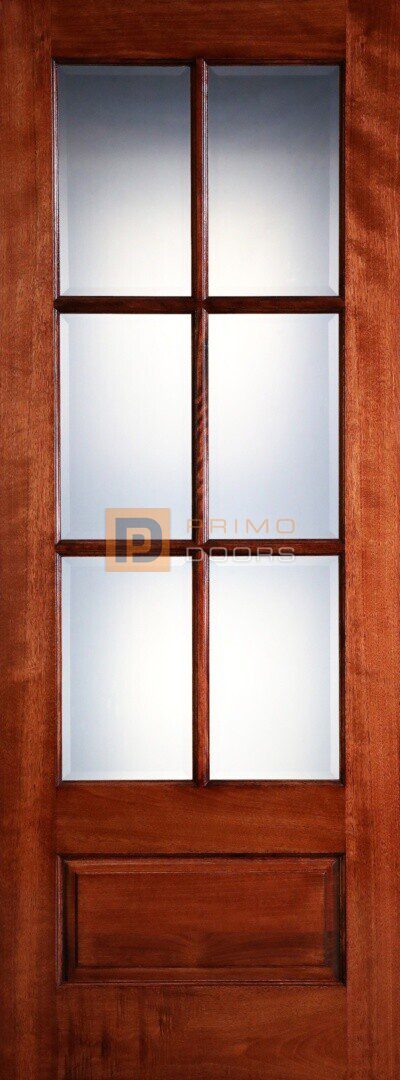 8' Mahogany Wood Single Front Door with True Divided Light – 3-0x8-0_Mahogany_6_Lite_No_Raised_Moulding