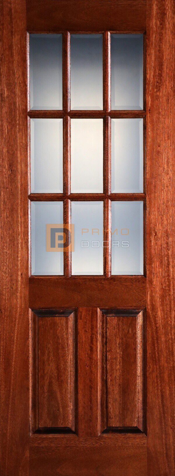 8' Mahogany Wood Single Front Door with True Divided Light – 3-0x8-0_Mahogany_9_Lite