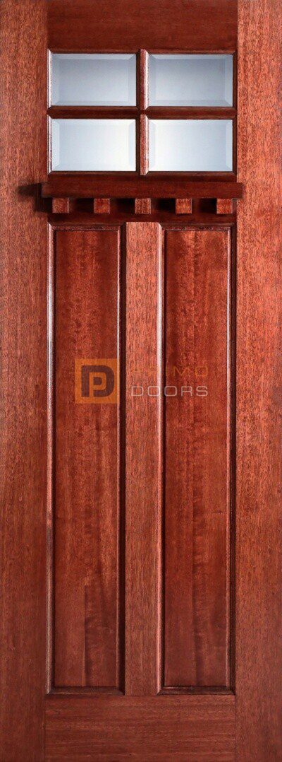 8' Mahogany Wood Single Front Door with True Divided Light – 3-0x8-0_Mahogany_Craftsman-4
