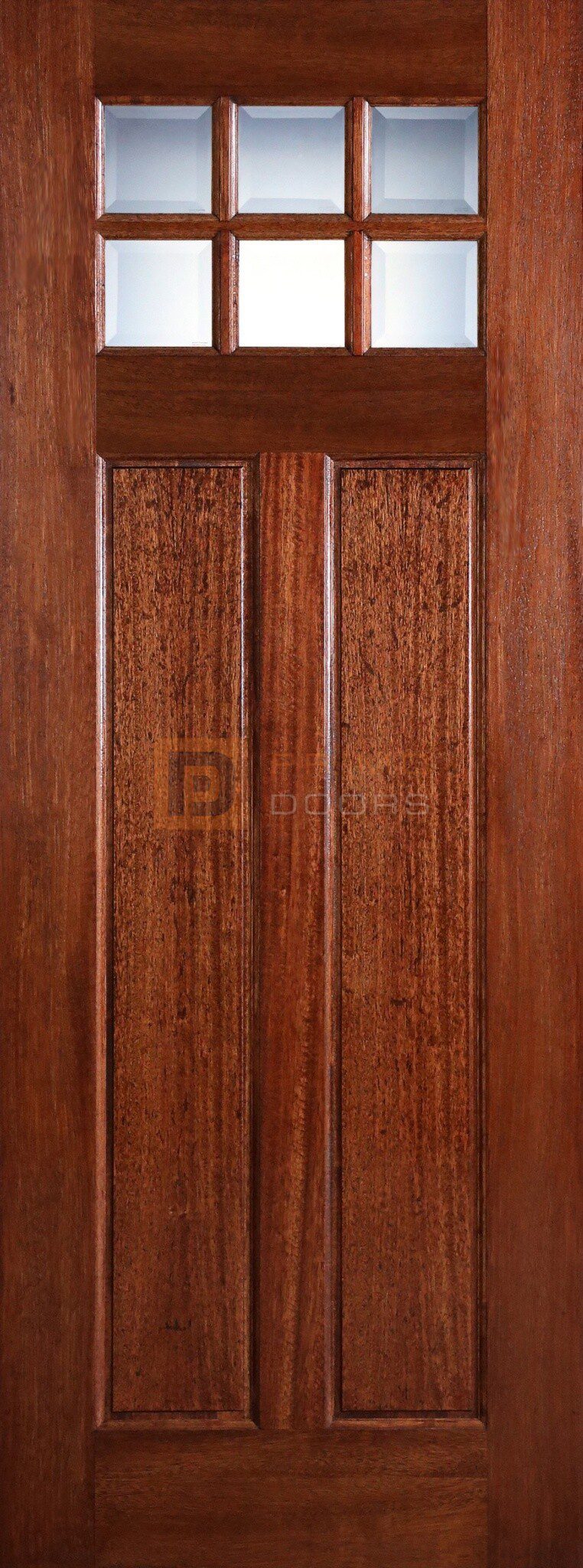 8′ Mahogany Wood Craftsman Single Front Door with True Divided Light