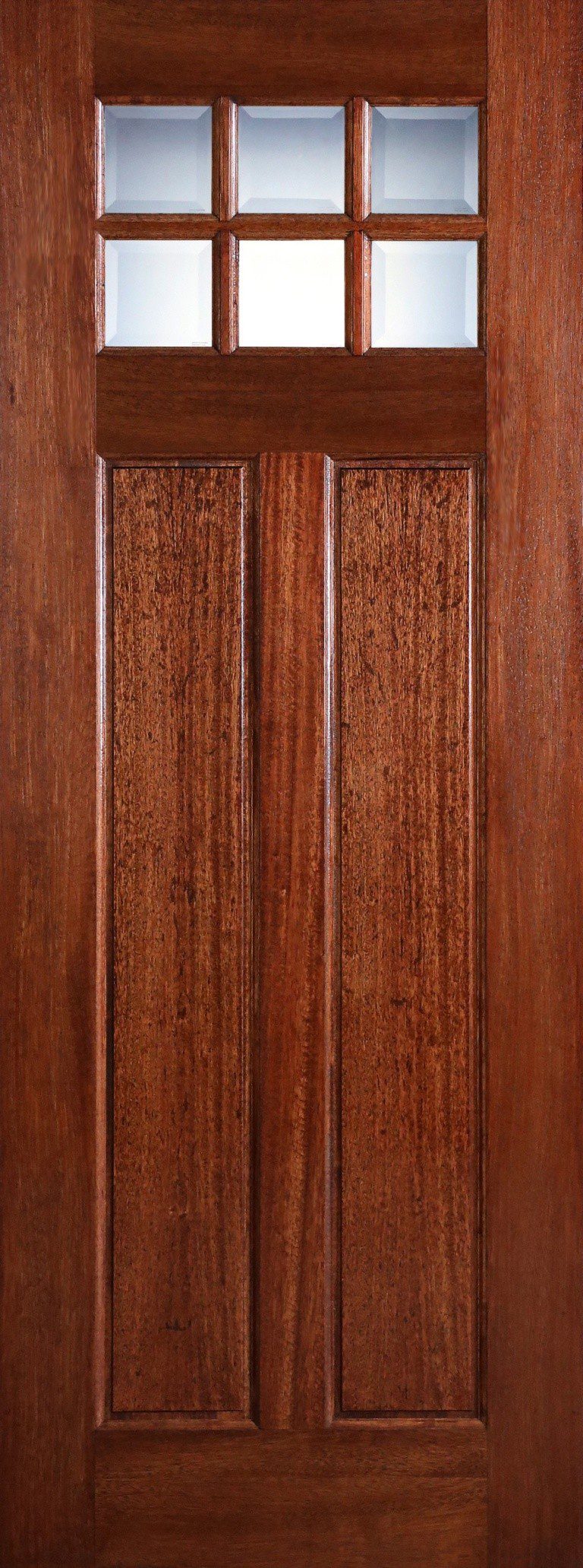 8′ Mahogany Wood Craftsman Single Front Door with True Divided Light