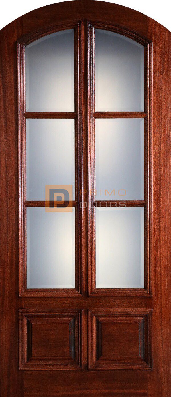 8′ Mahogany Wood Single Front Door 3Lite - True Divided Light - 3-6x8-0 Mahogany 6 Lite Arch Top Wide Mull - 3-6x8-0_Mahogany_6_Lite_Arch_Top_Wide_Mull