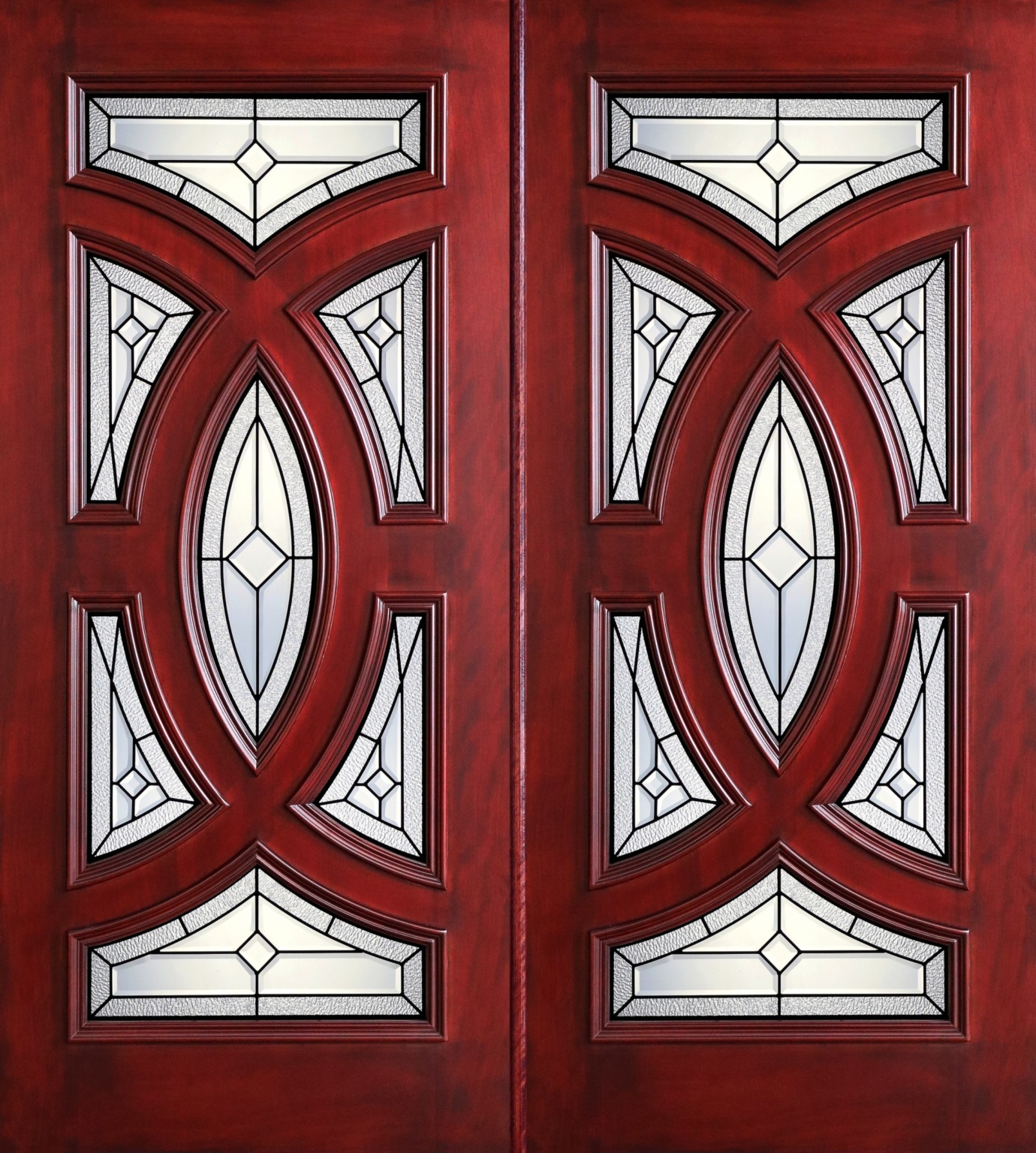 6′ 8″ Full Light Mahogany Wood Double Doors with Glass PD802523 CB