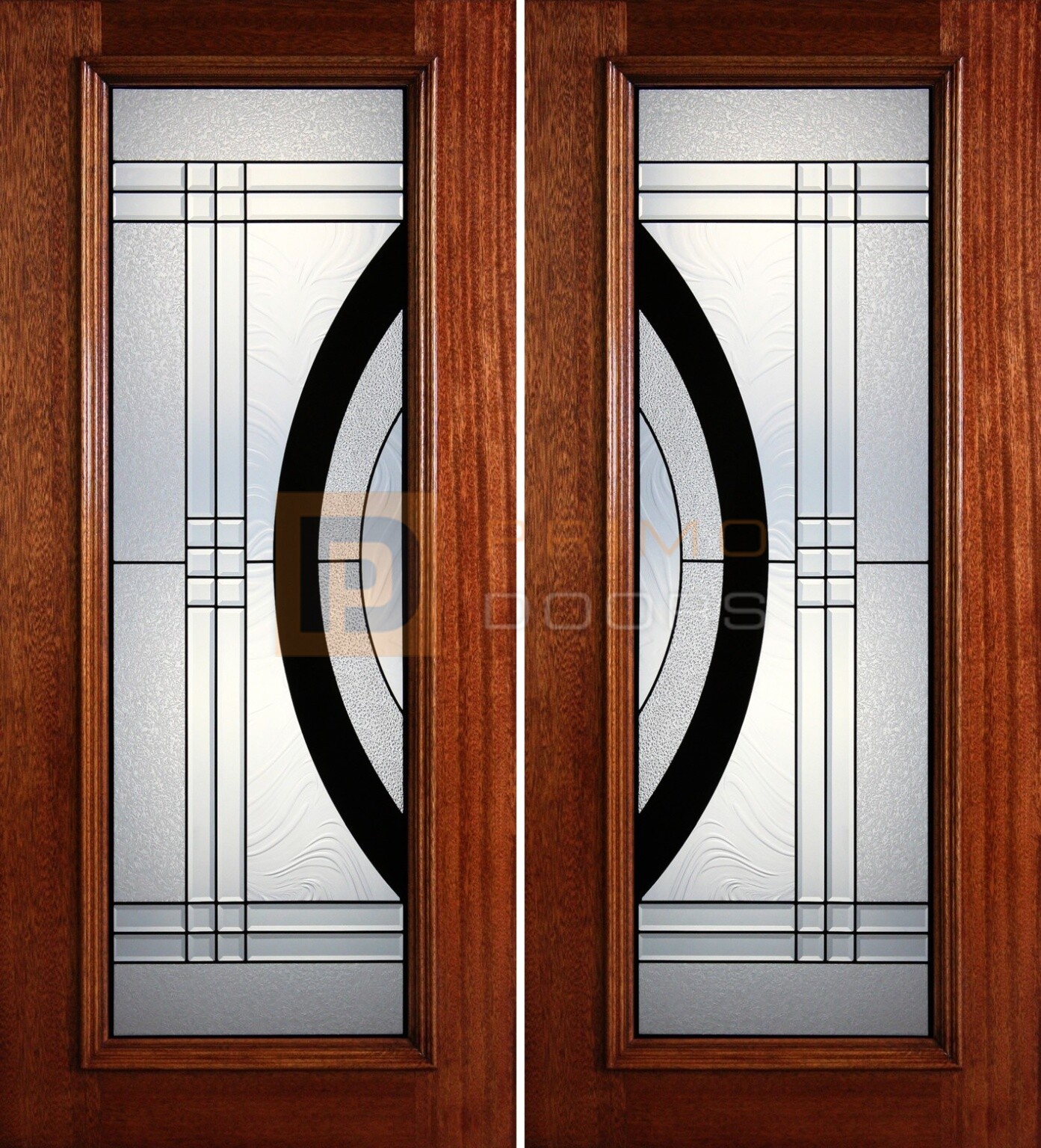 6′ 8″ Full Light Mahogany Wood Double Doors with Glass PD39 Primo