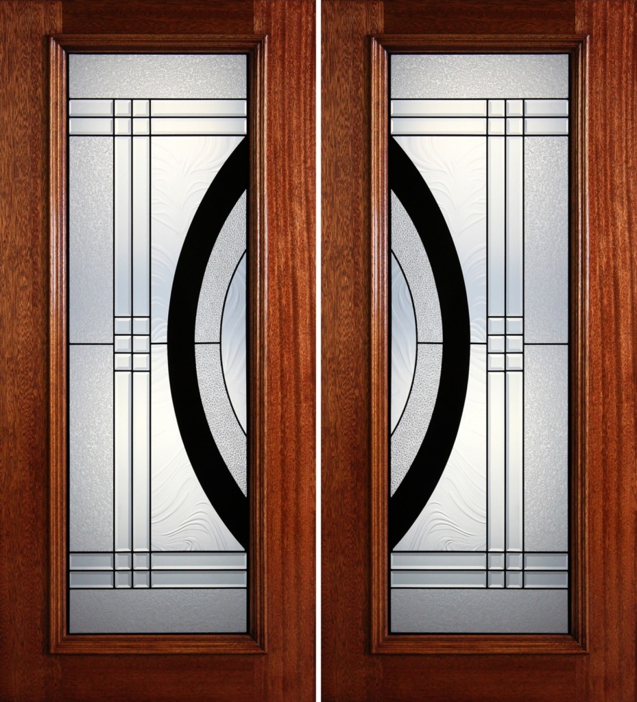 6′ 8″ Full Light Mahogany Wood Double Doors with Glass PD39 Primo