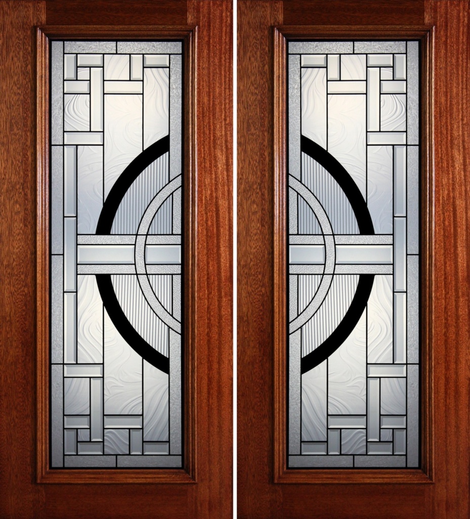 6′ 8″ Full Light Mahogany Wood Double Doors with Glass PD401 Primo