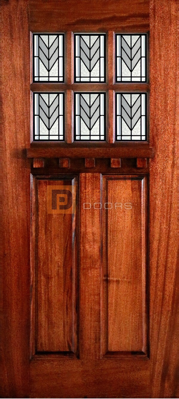Arlene 3-0 x 6-8 Craftsman Door with PD 8022-12 CB-GCB-Small Reeded 7.125 x 10.75