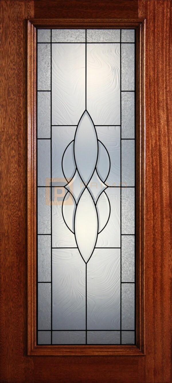 6' 8" Full Lite Decorative Glass Mahogany Wood Front Door - PD 28 CBCBAGC