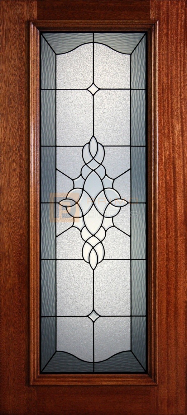 6' 8" Full Lite Decorative Glass Mahogany Wood Front Door - PD 29 CBGCGW