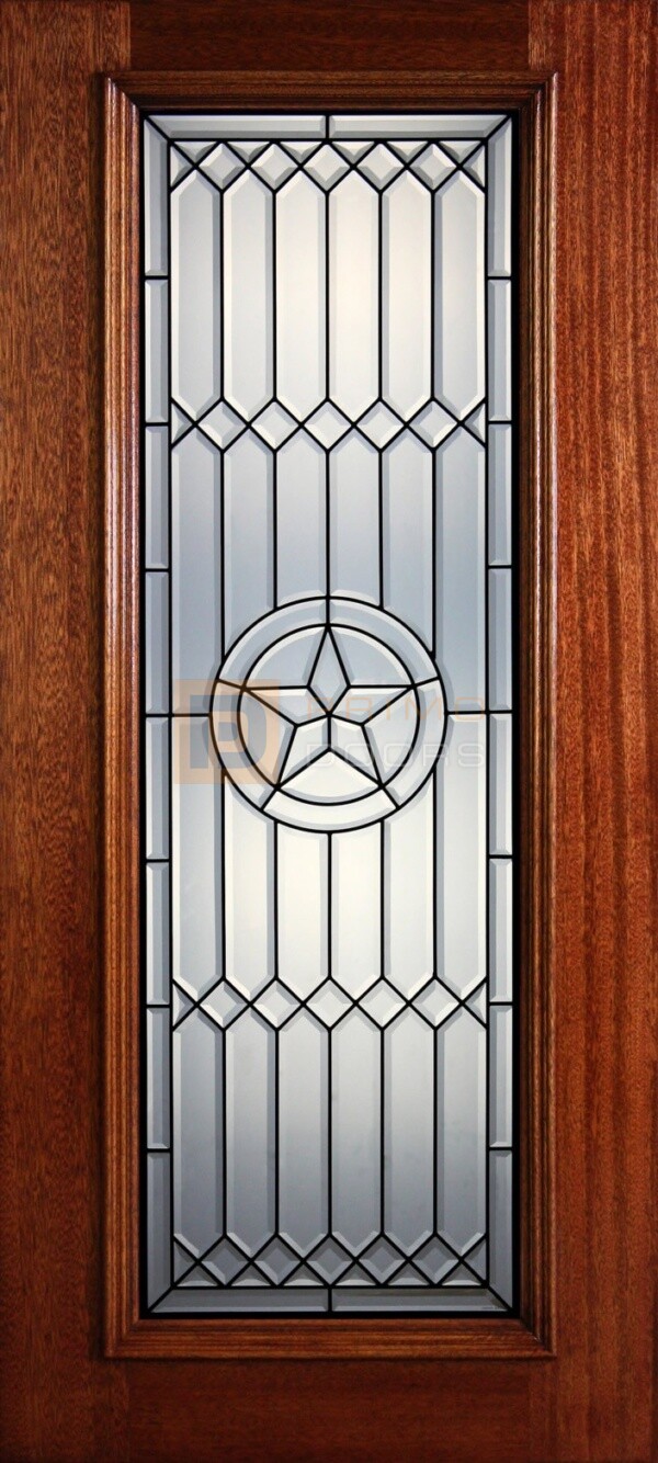 6' 8" Full Lite Decorative Glass Mahogany Wood Front Door - PD 305L-CB