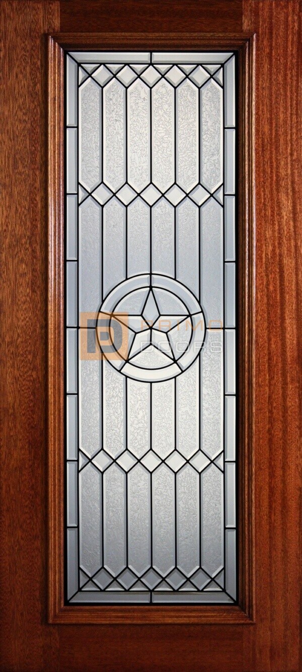 6' 8" Full Lite Decorative Glass Mahogany Wood Front Door - PD 305L CBGCB