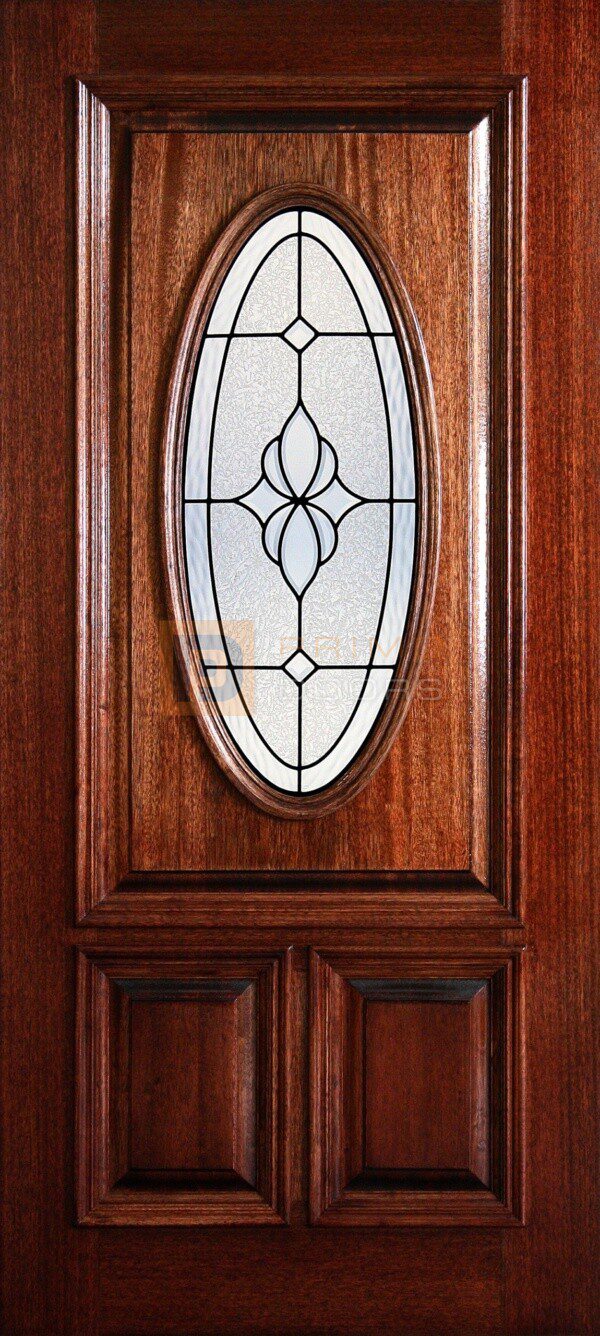 6' 8" 1/2 (Half) Lite Oval Decorative Glass Mahogany Wood Front Door - PD 3068-12O CARL