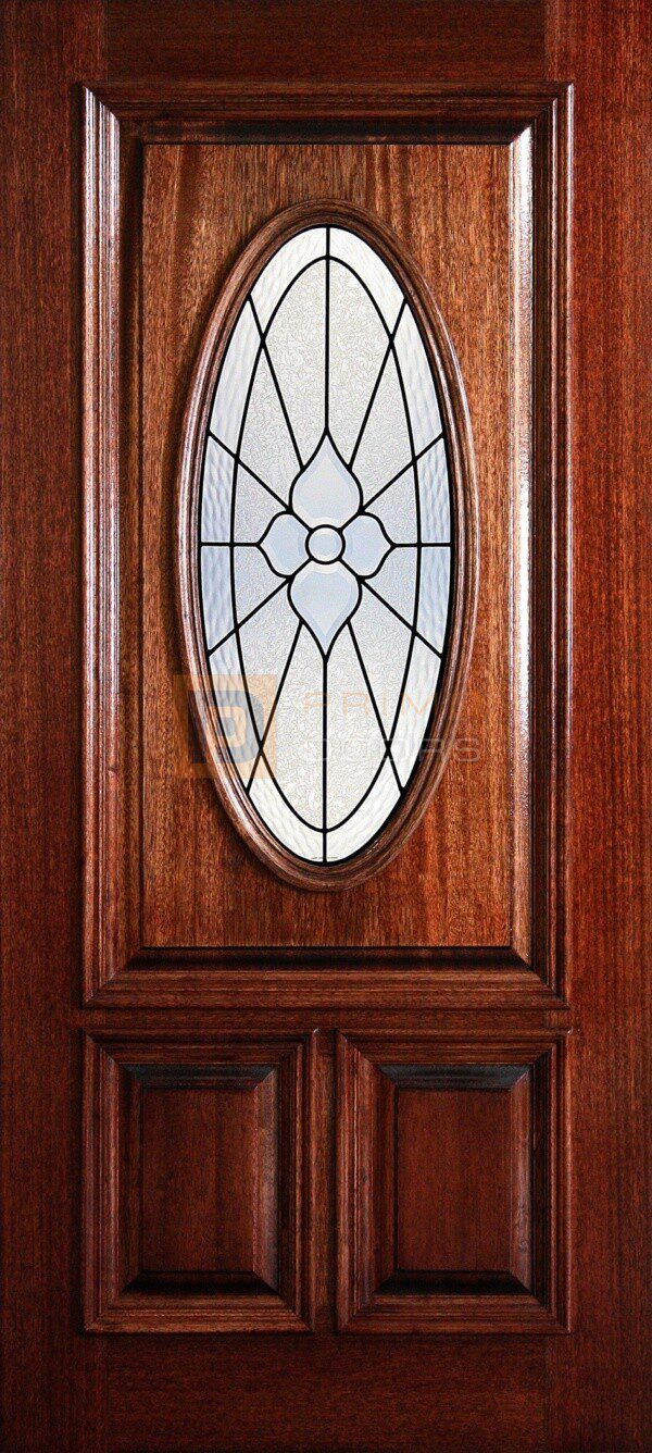 6' 8" 1/2 (Half) Lite Oval Decorative Glass Mahogany Wood Front Door - PD 3068-12O IMPE
