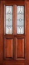 6' 8" 1/2 (Half) Twin Lite Decorative Glass Mahogany Wood Front Door - PD 3068-12TL JACK