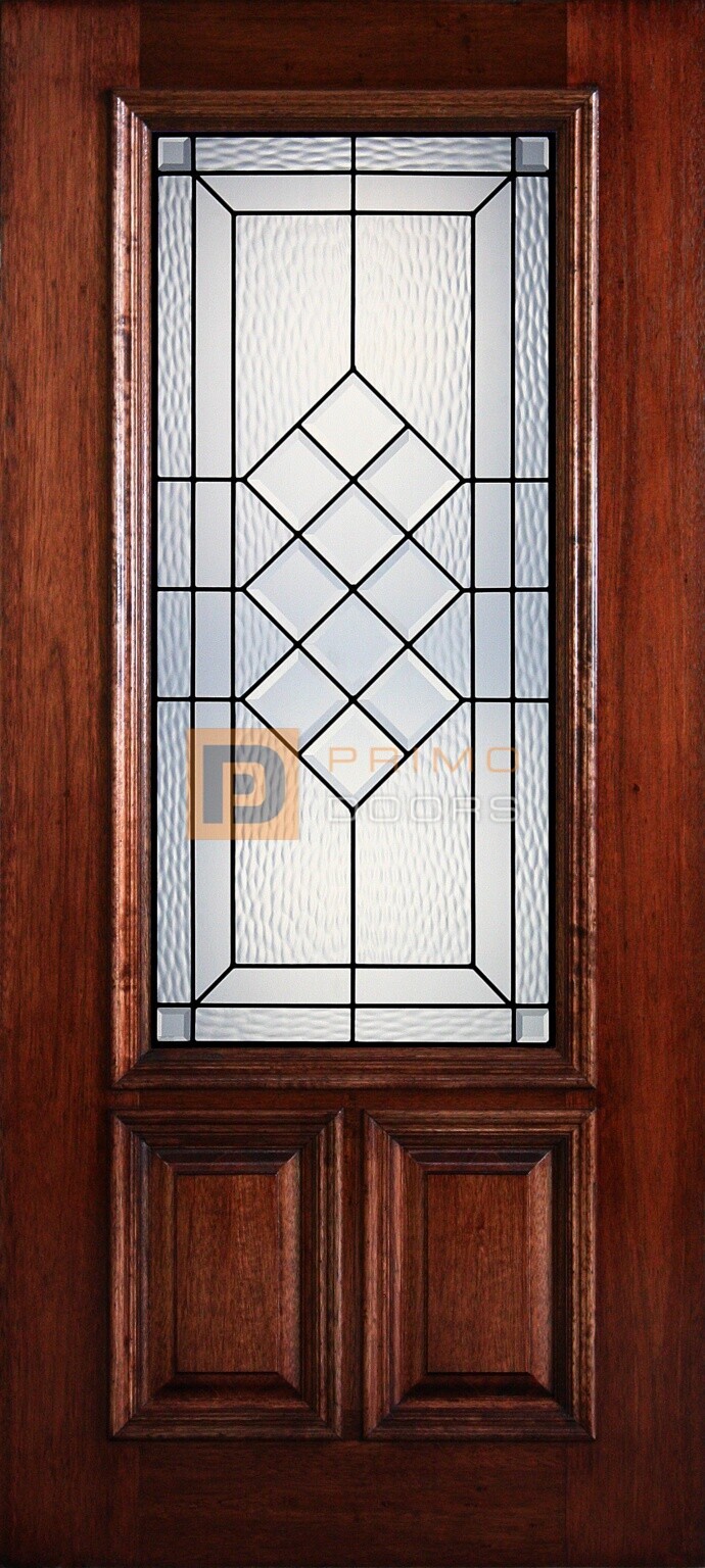 6� 8&quot; 2/3 Lite Decorative Glass Mahogany Wood Front Door