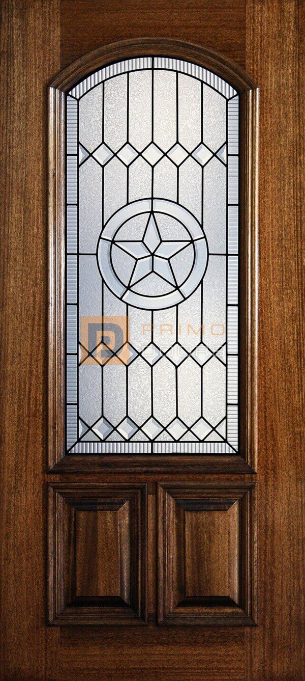 6' 8" 2/3 Arch Lite Decorative Glass Mahogany Wood Front Door - PD 3068-23A PECO