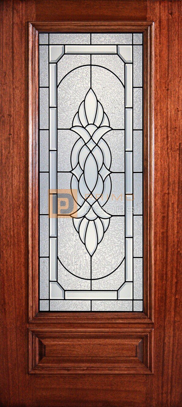 6' 8" 3/4 Lite Decorative Glass Mahogany Wood Front Door - PD 3068-34 ASHT