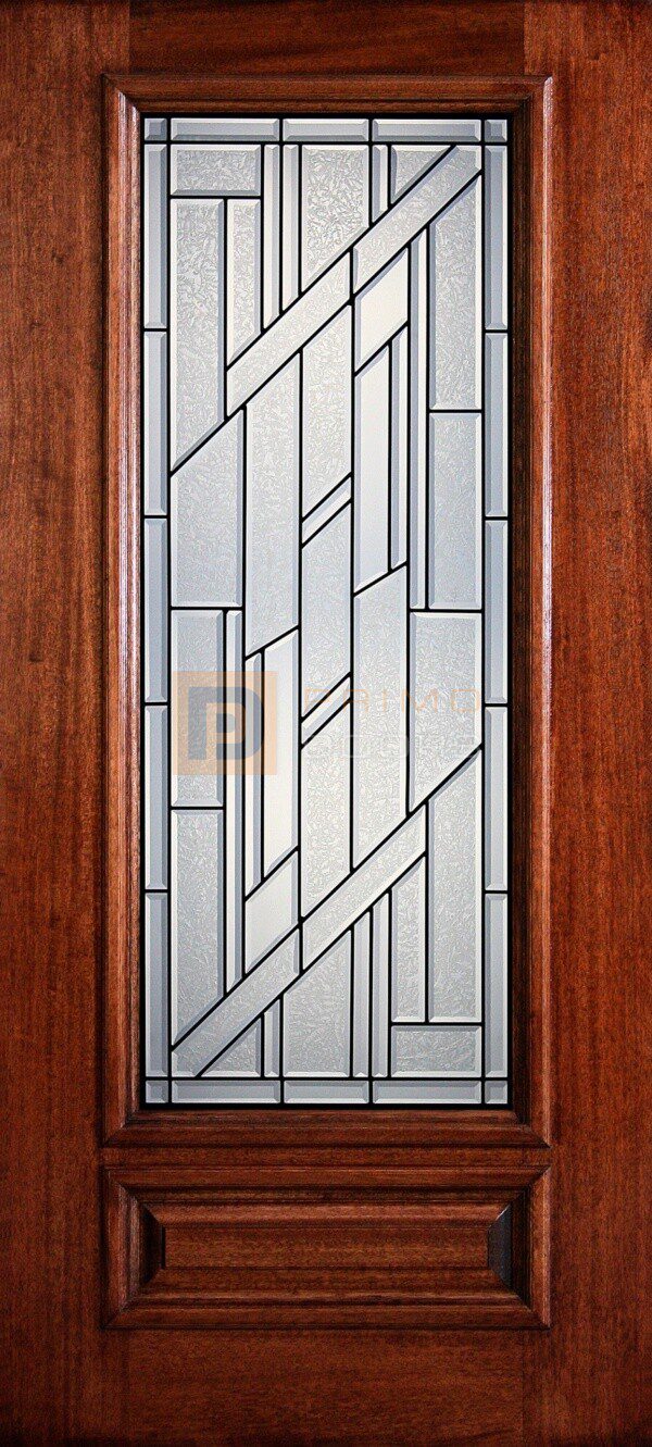 6' 8" 3/4 Lite Decorative Glass Mahogany Wood Front Door - PD 3068-34 COLU