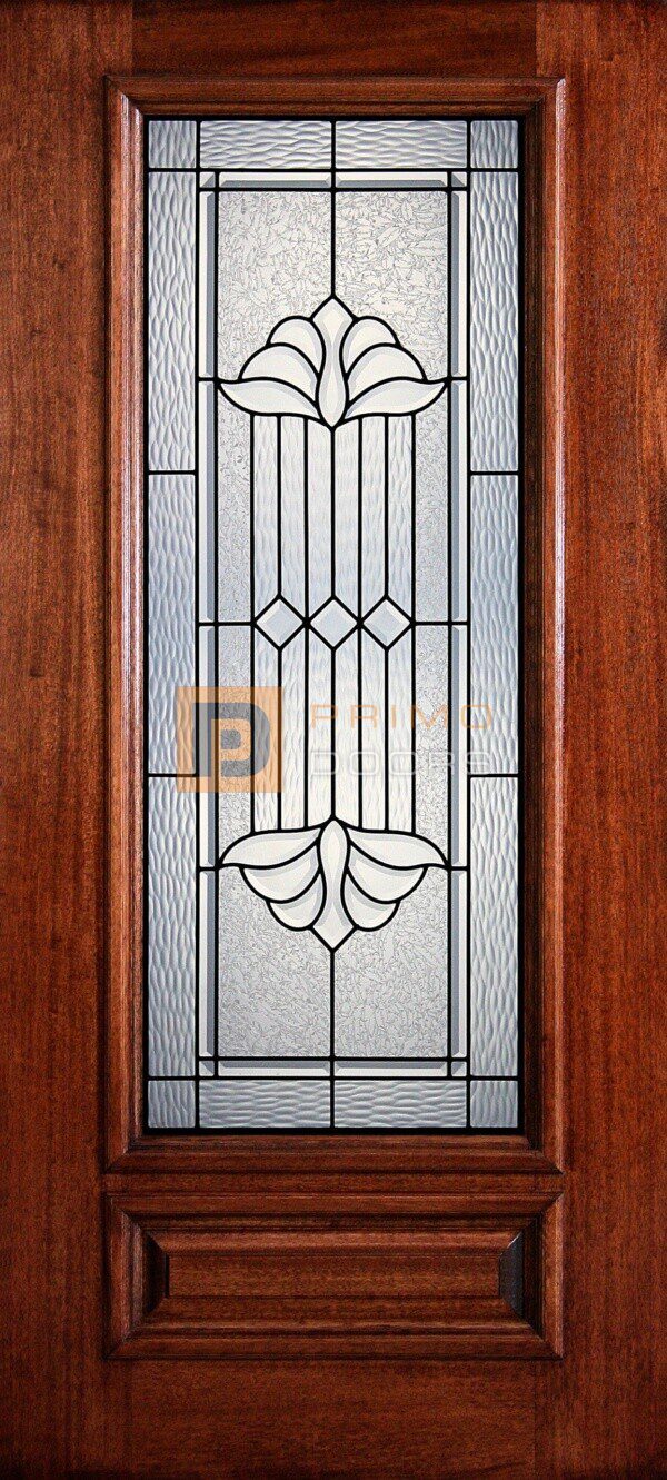 6' 8" 3/4 Lite Decorative Glass Mahogany Wood Front Door - PD 3068-34 DELT