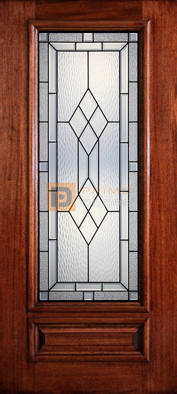 6' 8" 3/4 Lite Decorative Glass Mahogany Wood Front Door - PD 3068-34 HAMI