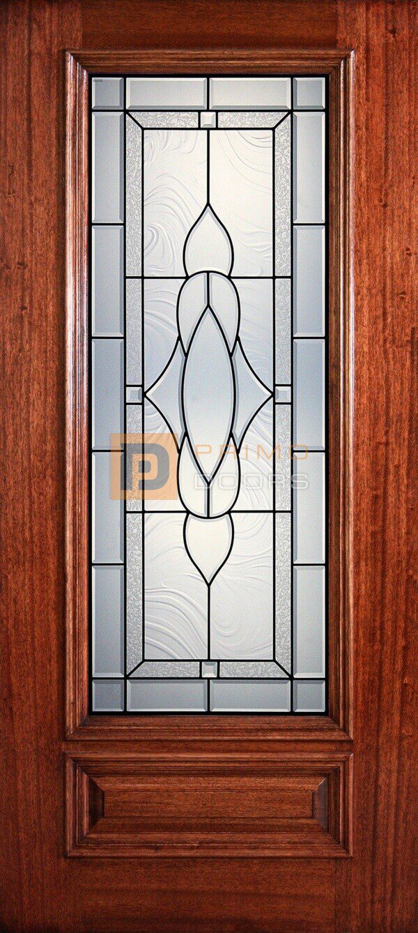 6' 8" 3/4 Lite Decorative Glass Mahogany Wood Front Door - PD 3068-34 MADI