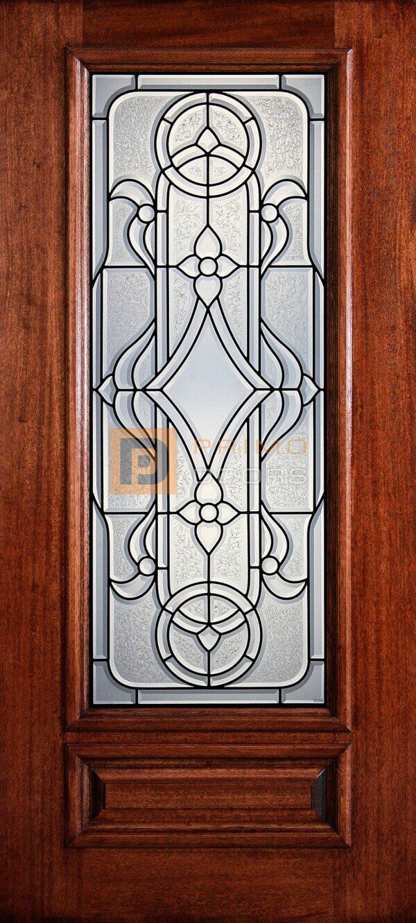6' 8" 3/4 Lite Decorative Glass Mahogany Wood Front Door - PD 3068-34 MAVE