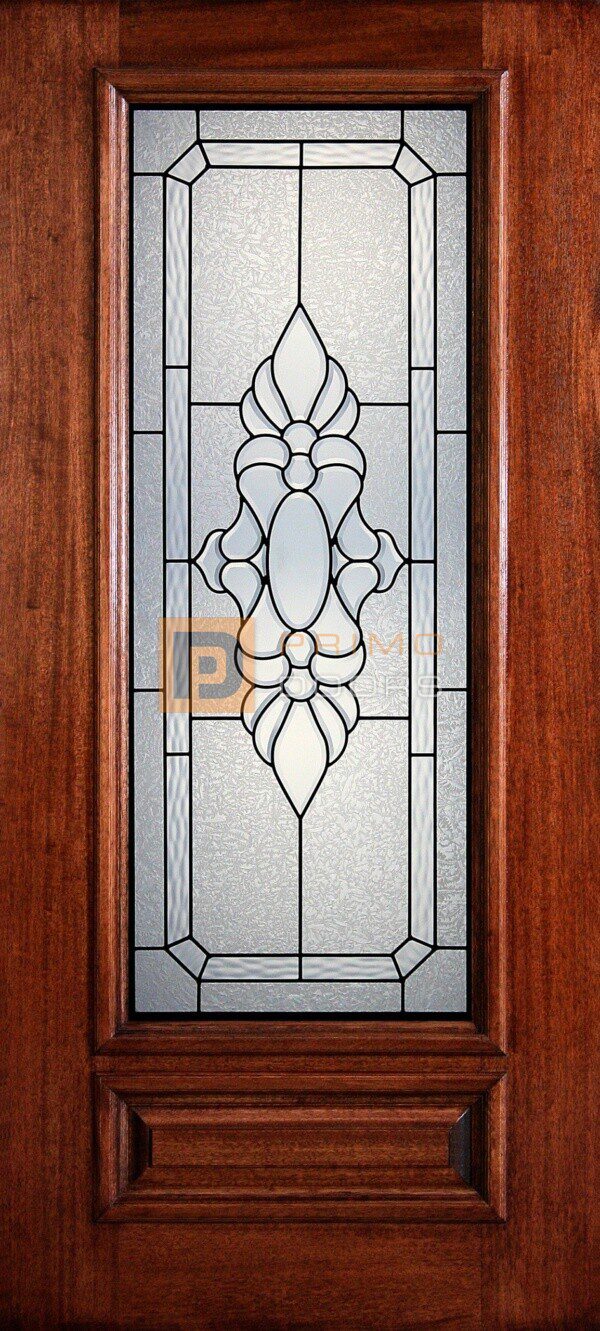 6' 8" 3/4 Lite Decorative Glass Mahogany Wood Front Door - PD 3068-34 MEDI