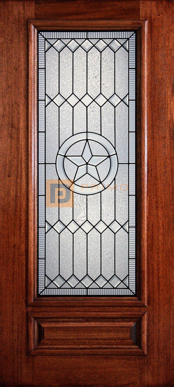 6' 8" 3/4 Lite Decorative Glass Mahogany Wood Front Door - PD 3068-34 PECO