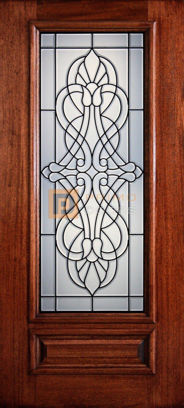 6' 8" 3/4 Lite Decorative Glass Mahogany Wood Front Door - PD 3068-34 PINE