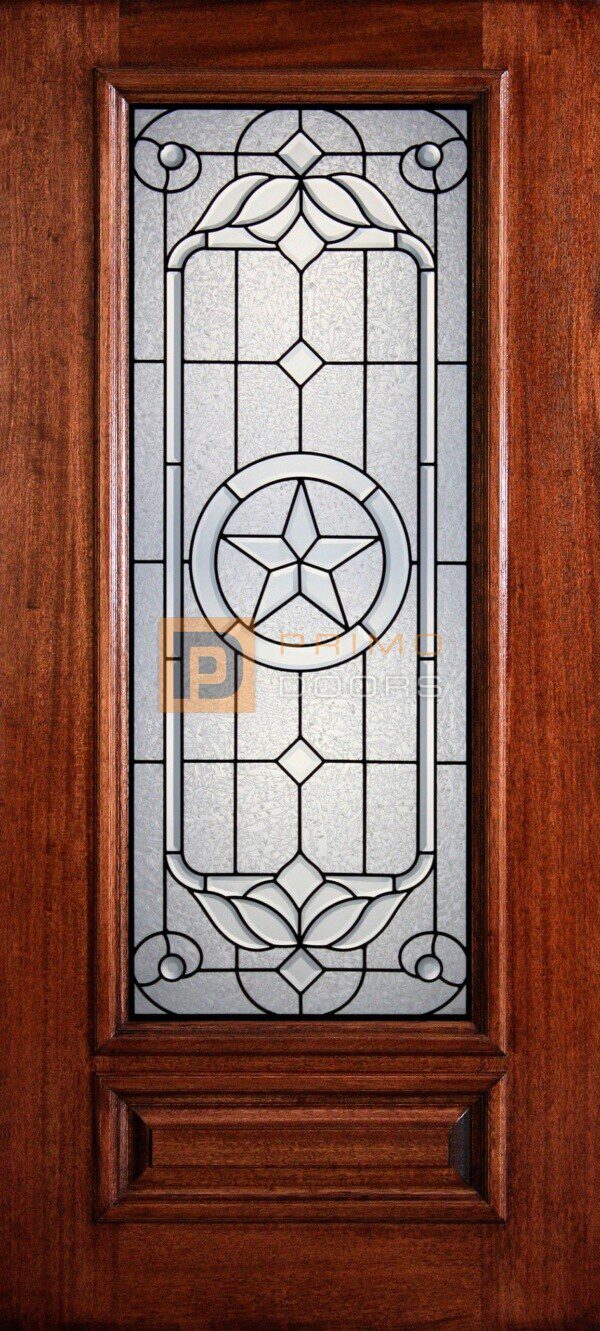 6' 8" 3/4 Lite Decorative Glass Mahogany Wood Front Door - PD 3068-34 SANJ