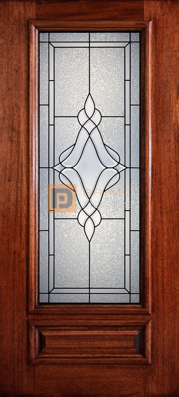 6' 8" 3/4 Lite Decorative Glass Mahogany Wood Front Door - PD 3068-34 TRIN