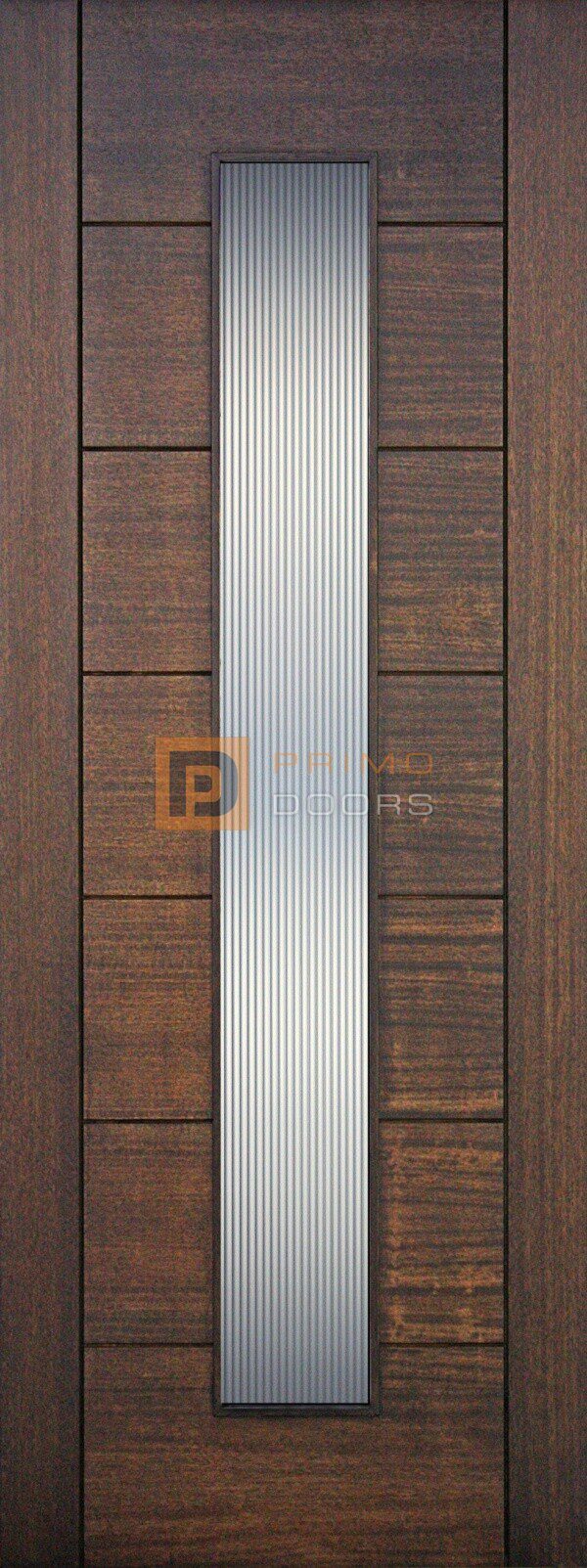 8' Mahogany Wood Contemporary Door with 1 Lite Glass Options - 3-6x8-0_Mahogany_1_Lite_Vertical_Reeded
