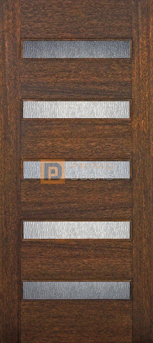 6' 8" 5 Lite Contemporary Mahogany Wood Door - PD 3068 C5LT
