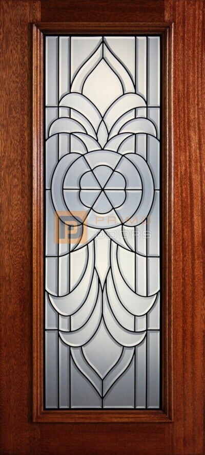 6' 8" Full Lite Decorative Glass Mahogany Wood Front Door - PD 3068-FL PRIN