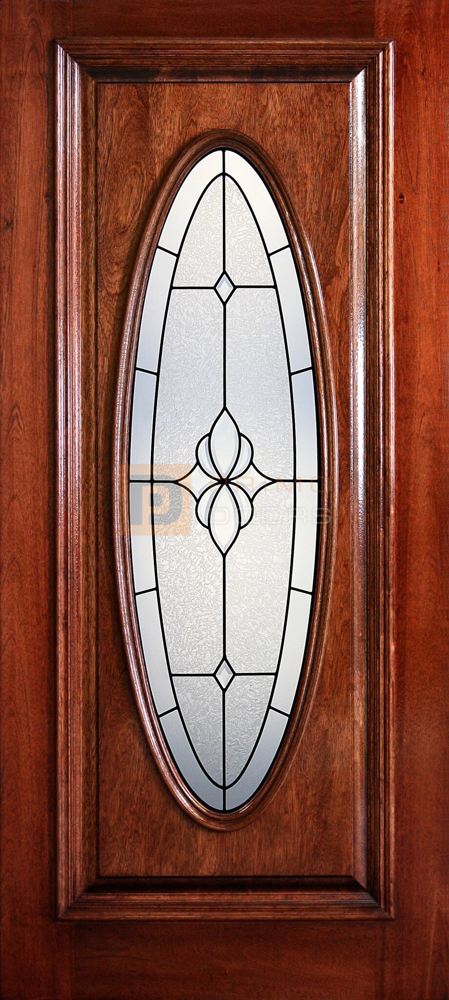 6′ 8″ Full Oval Lite Decorative Glass Mahogany Wood Door PD 3068FO CARL Primo Doors